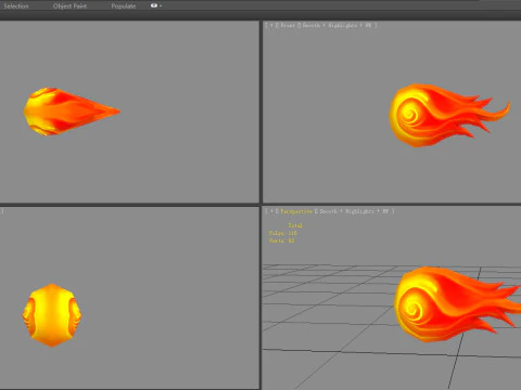 Spellcaster Skill - Fireball - Game Skills - Cartoon Flame 3D Model