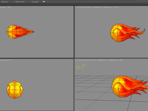 Spellcaster Skill - Fireball - Game Skills - Cartoon Flame Modelo 3D