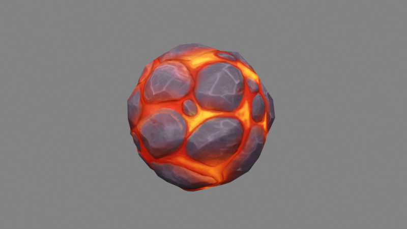 Fireball - Skill - Burning stone - Magma stone - molten rock 3D Model .c4d .max .obj .3ds .fbx .stl .blend 