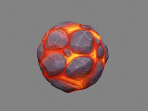 Fireball - Skill - Burning stone - Magma stone - molten rock 3D Model