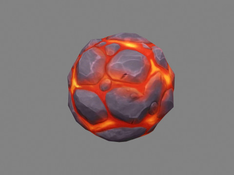 Fireball - Skill - Burning stone - Magma stone - molten rock 3D Model
