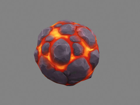 Fireball - Skill - Burning stone - Magma stone - molten rock 3D Model