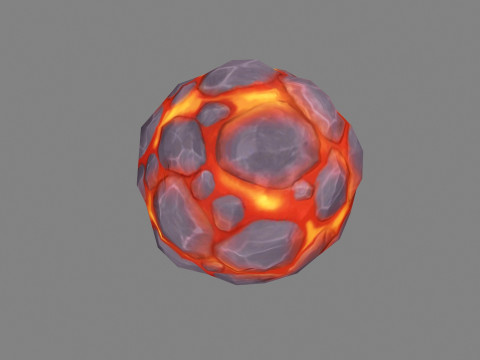 Fireball - Skill - Burning stone - Magma stone - molten rock 3D Model