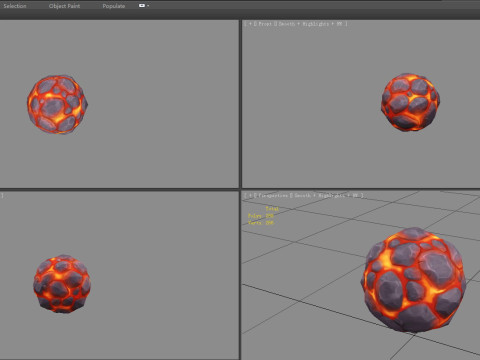 Fireball - Skill - Burning stone - Magma stone - molten rock 3D Model