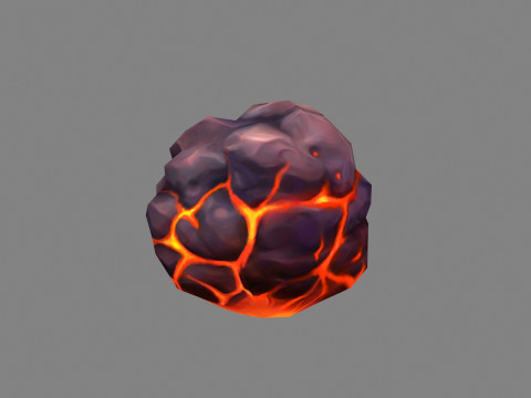 Fireball - Burning stone - Magma stone - molten rock Model 3D