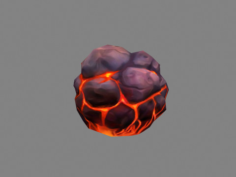 Fireball - Burning stone - Magma stone - molten rock Modello 3D
