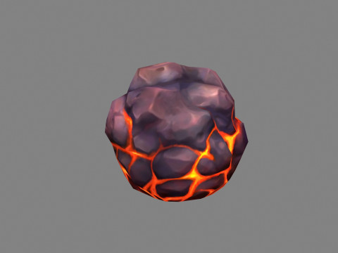Fireball - Burning stone - Magma stone - molten rock Modello 3D