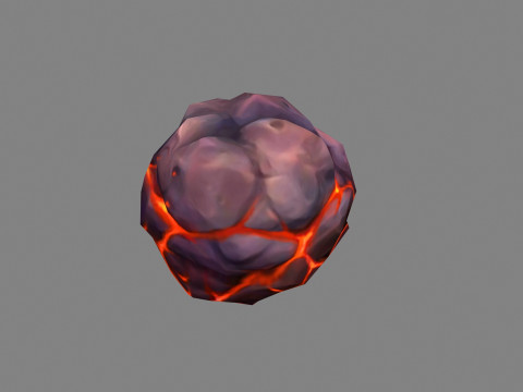 Fireball - Burning stone - Magma stone - molten rock Modello 3D