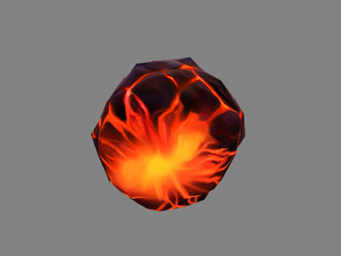 Fireball - Burning stone - Magma stone - molten rock Modello 3D