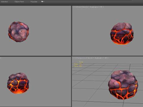 Fireball - Burning stone - Magma stone - molten rock Modello 3D