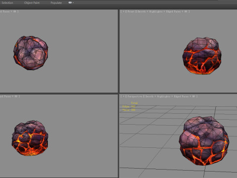 Fireball - Burning stone - Magma stone - molten rock Modello 3D