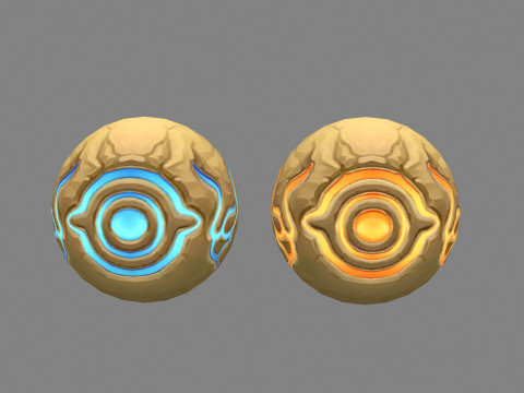 Cartoon mud balls - iceball and Fireball - Magical Eyes 3D Model