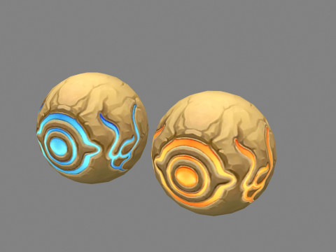 Cartoon mud balls - iceball and Fireball - Magical Eyes 3Dモデル