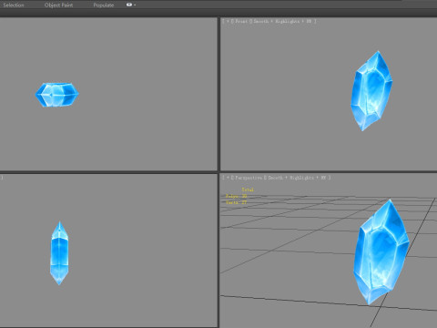 Cartoon ice cube - sapphire crystal 3D Model