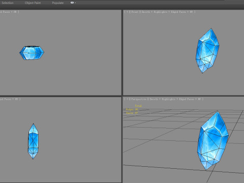 Cartoon ice cube - sapphire crystal 3D Model