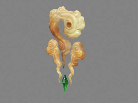 Cartoon Hetian jade - Game Jewel - Gems - emerald 3D Model