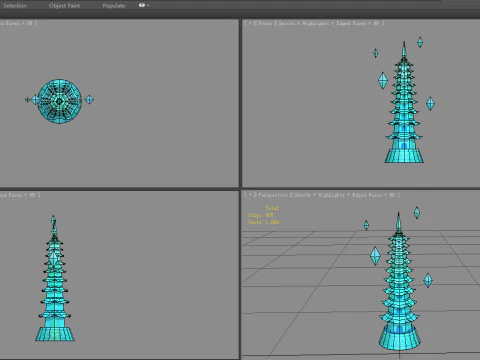 Cartoon glazed tower 3D Model
