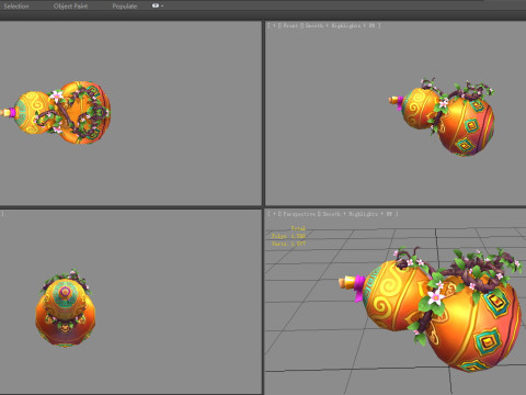 Cartoon Vine Gourd Mount 3D Model