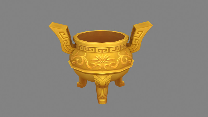 Cartoon Golden Tripod - Ding 3D Model .c4d .max .obj .3ds .fbx .stl .blend 