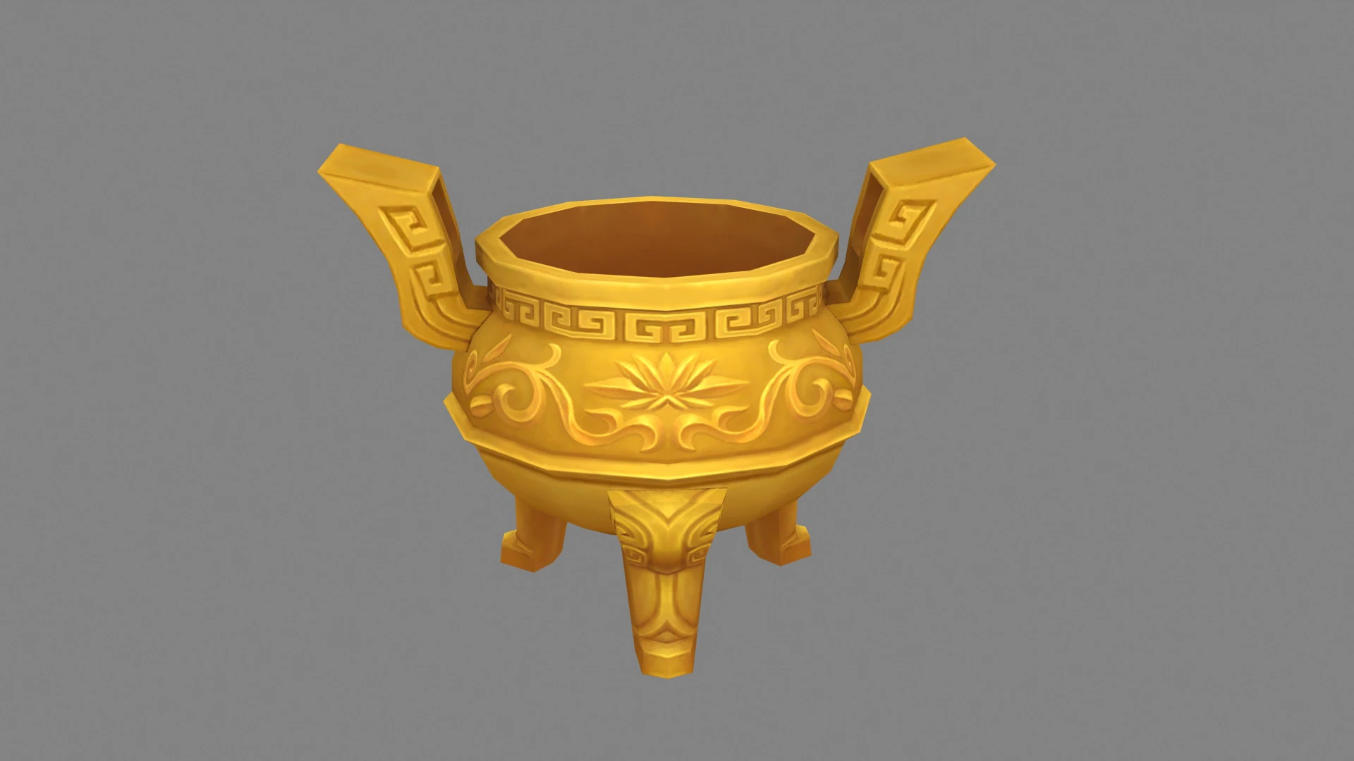 Cartoon Golden Tripod - Ding 3D Model .c4d .max .obj .3ds .fbx .stl .blend
