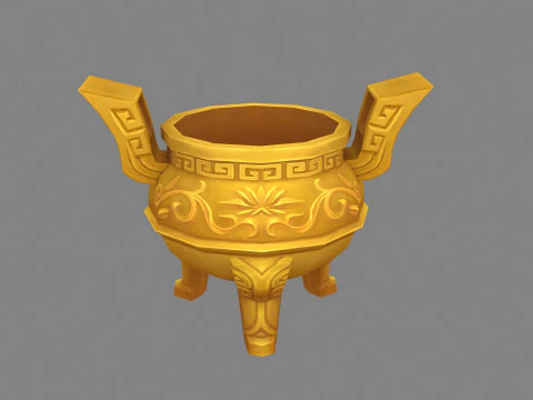 Trip&eacute; Dourado de Desenho Animado - Ding Modelo 3D