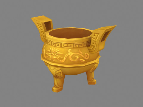 Cartoon Golden Tripod - Ding 3D Model