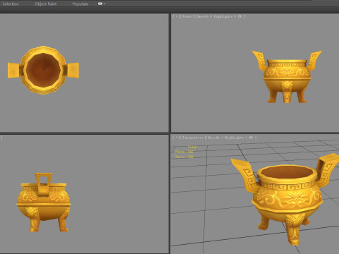 Cartoon Golden Tripod - Ding 3D Model