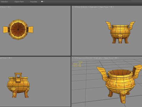 Cartoon Golden Tripod - Ding 3D Model