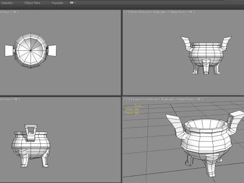 Cartoon Golden Tripod - Ding 3D Model