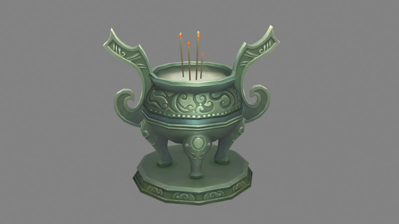 Cartoon incense burner - bronze tripod - Bronze Ding 3D Model .c4d .max .obj .3ds .fbx .stl .blend 