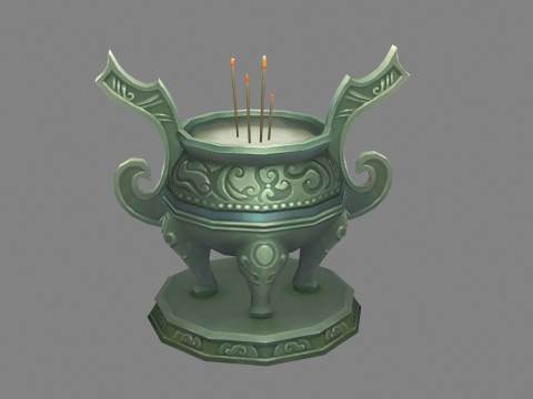 Cartoon incense burner - bronze tripod - Bronze Ding 3D Model