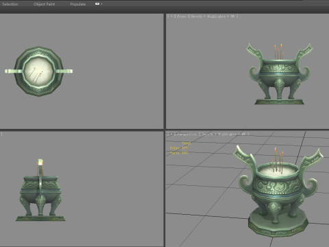 Cartoon incense burner - bronze tripod - Bronze Ding 3D Model