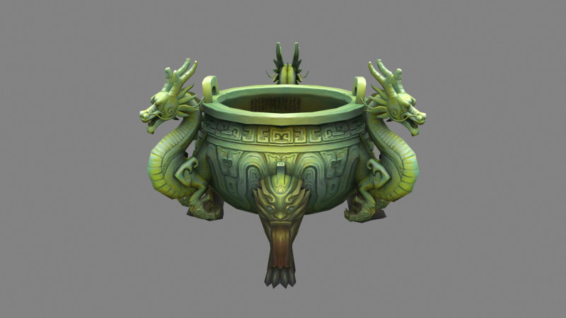 Cartoon Bronze Tripod - Dragon - Loong 3D Model .c4d .max .obj .3ds .fbx .stl .blend 