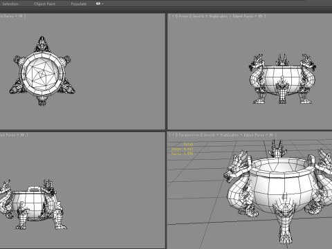 Cartoon Bronze Tripod - Dragon - Loong 3D Model