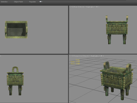 Bronze Tripod - Rectangular 3D Model