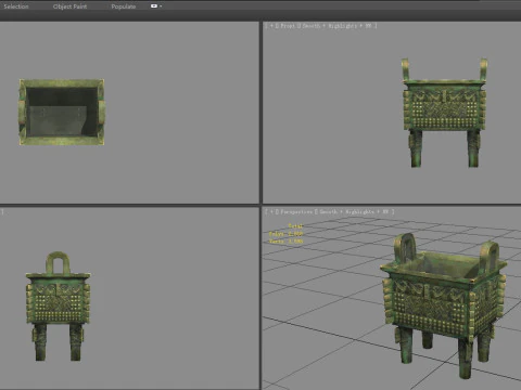 Bronze Tripod - Rectangular 3D Model