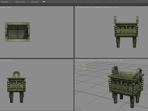Bronze Tripod - Rectangular 3D Model