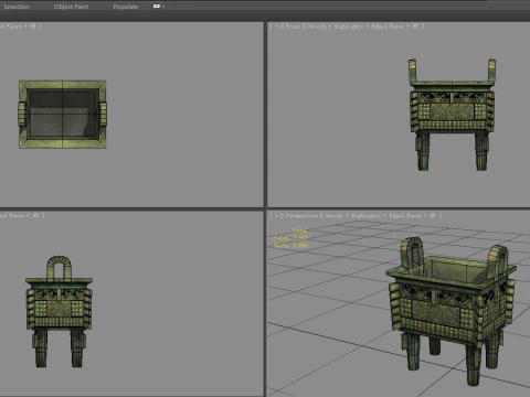 Bronze Tripod - Rectangular 3D Model