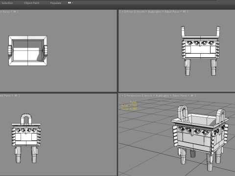 Bronze Tripod - Rectangular 3D Model
