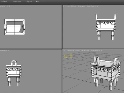Bronze Tripod - Rectangular 3D Model