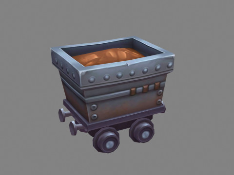 Cartoon tramcar - minecart - mine car - mine truck 3D मॉडल