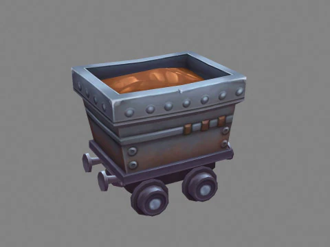 Tram dei cartoni animati - carrello da miniera - macchina da miniera - camion da miniera Modello 3D