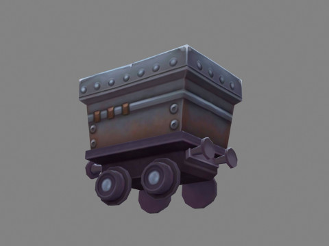 Cartoon tramcar - minecart - mine car - mine truck 3D Model