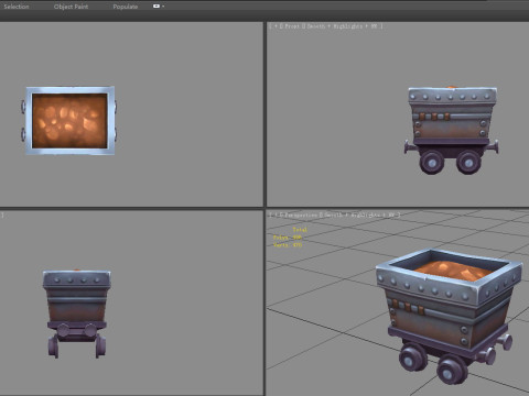 Cartoon tramcar - minecart - mine car - mine truck 3D Model