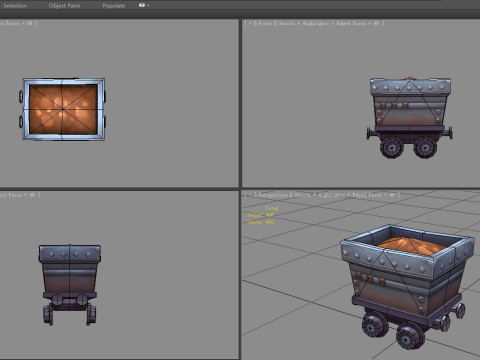 Cartoon tramcar - minecart - mine car - mine truck 3D Model