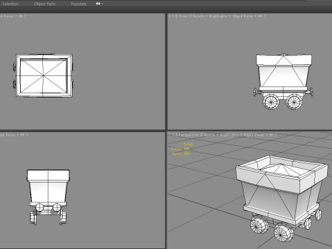 Cartoon tramcar - minecart - mine car - mine truck 3D Model