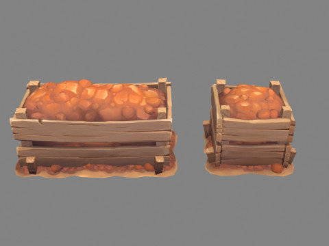 Soil packed in wooden boxes - mineral 3D Model