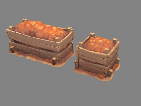 Soil packed in wooden boxes - mineral 3D 모델