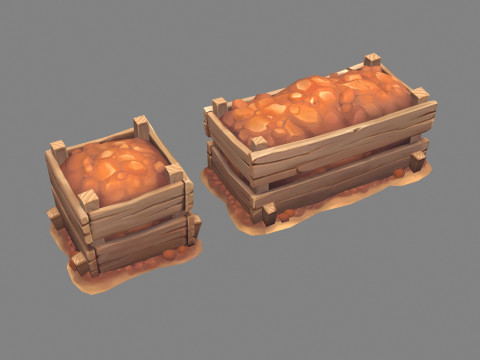 Soil packed in wooden boxes - mineral 3D 모델