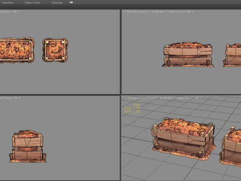 Soil packed in wooden boxes - mineral 3D 모델
